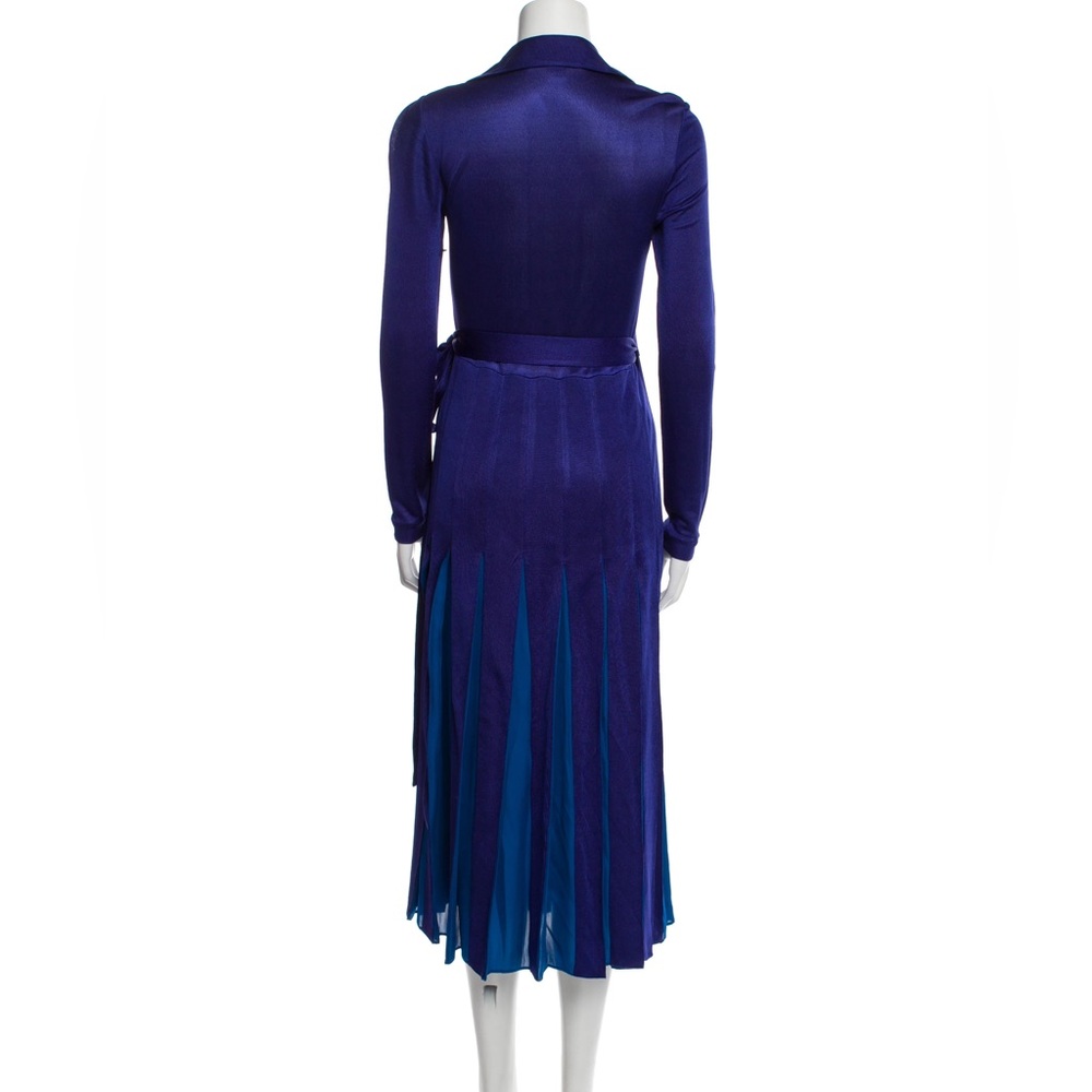 DVF Diane von Furstenberg Stevie Silk Wrap Dress Blue Midi Long Sleeve 0 Wedding - Picture 5 of 9